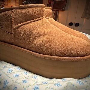 Tan Platform Suede Boots